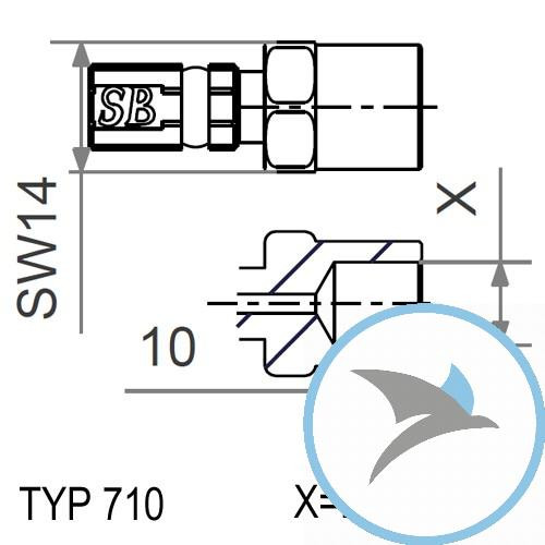 Innengewinde fest Vario TYP710 M10 x 1.00 blau