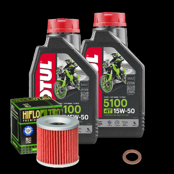 Kawasaki GPZ 305 B Belt Drive Service Kit Öl Motul 5100 15W50 Ölfilter
