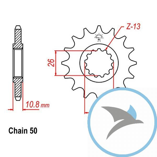 Ritzel 16Z Teilung 530 feinverzahnt Innendurchmesser 26/30 - JTF579.16