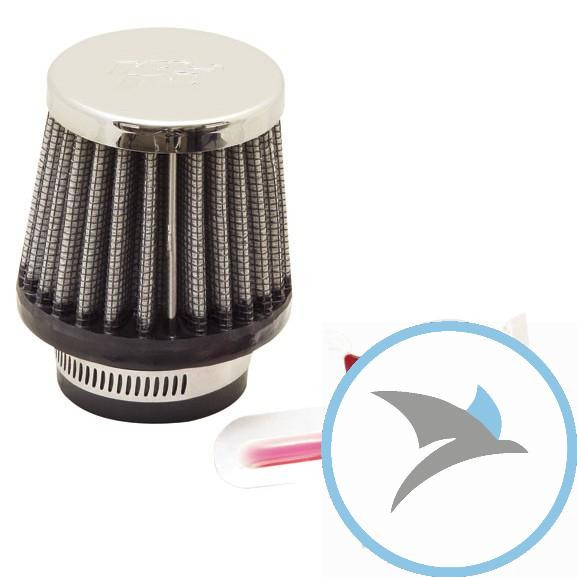 Rennluftfilter einzeln Universal K&N rund konisch 35 mm chrom Kappe - RC-0790