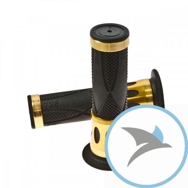 Griffgummi schwarz/gold alu D.22 mm. L.122MM geschlossen - PA072800CROR